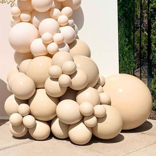 Double Stuffed Beige Balloons, Nude Beige Tan Balloon Arch,18 12 10 5 Inch Double Stuffed Apricot Brown Different Sizes for Neutral Baby Shower,Boho Party,Teddy Bear Birthday Party Decoration(Beige01)