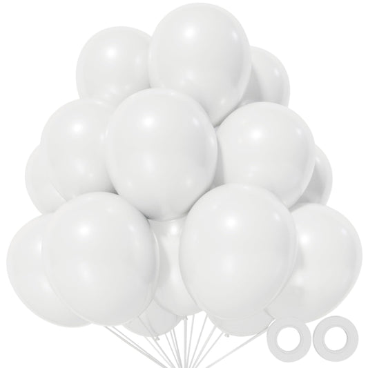110pcs White Balloons 12 inch, White Latex Balloons Globos Blancos for Wedding Engagement Bridal Shower Party Decorations. (with 2 Ribbons).