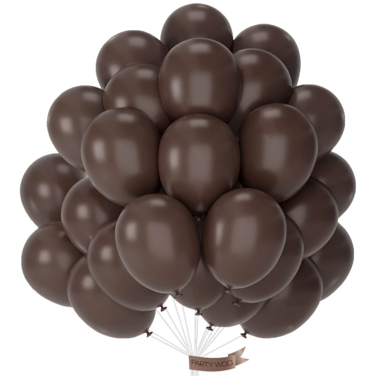 PartyWoo Dark Brown Balloons 50pcs 12 Inch Boho Coffee Neutral Fall Latex Helium Balloons for Bachelorette Baby Shower Anniversary Thanksgiving Birthday Autumn Theme Party Decorations Brown-F20