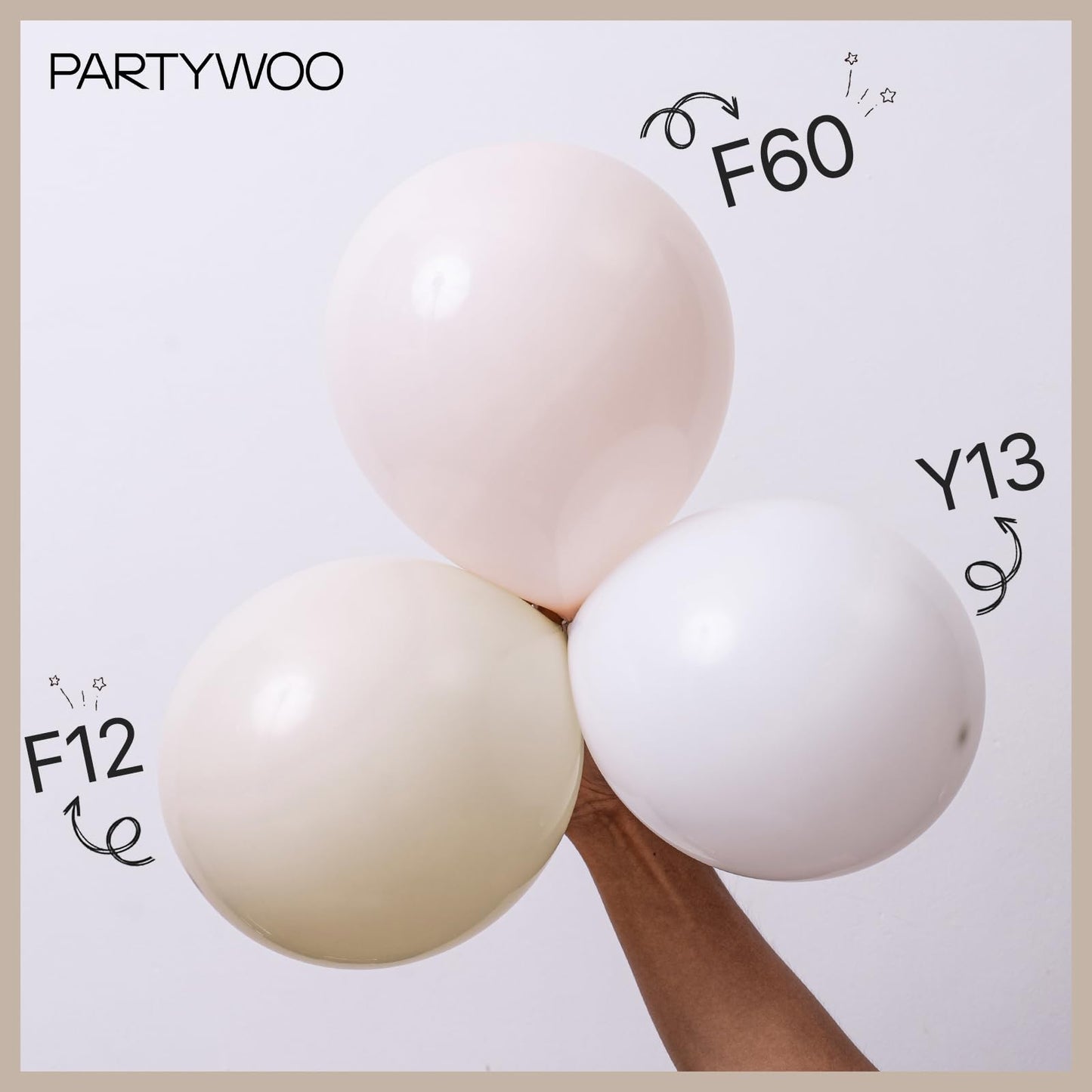 PartyWoo Beige Balloons 140pcs Different Sizes of 18 12 10 5 Inch Boho Cream Ivory Neutral Balloon Arch Kit Garland for Wedding Bridal Graduation Baby Shower Birthday Party Decorations White-F60