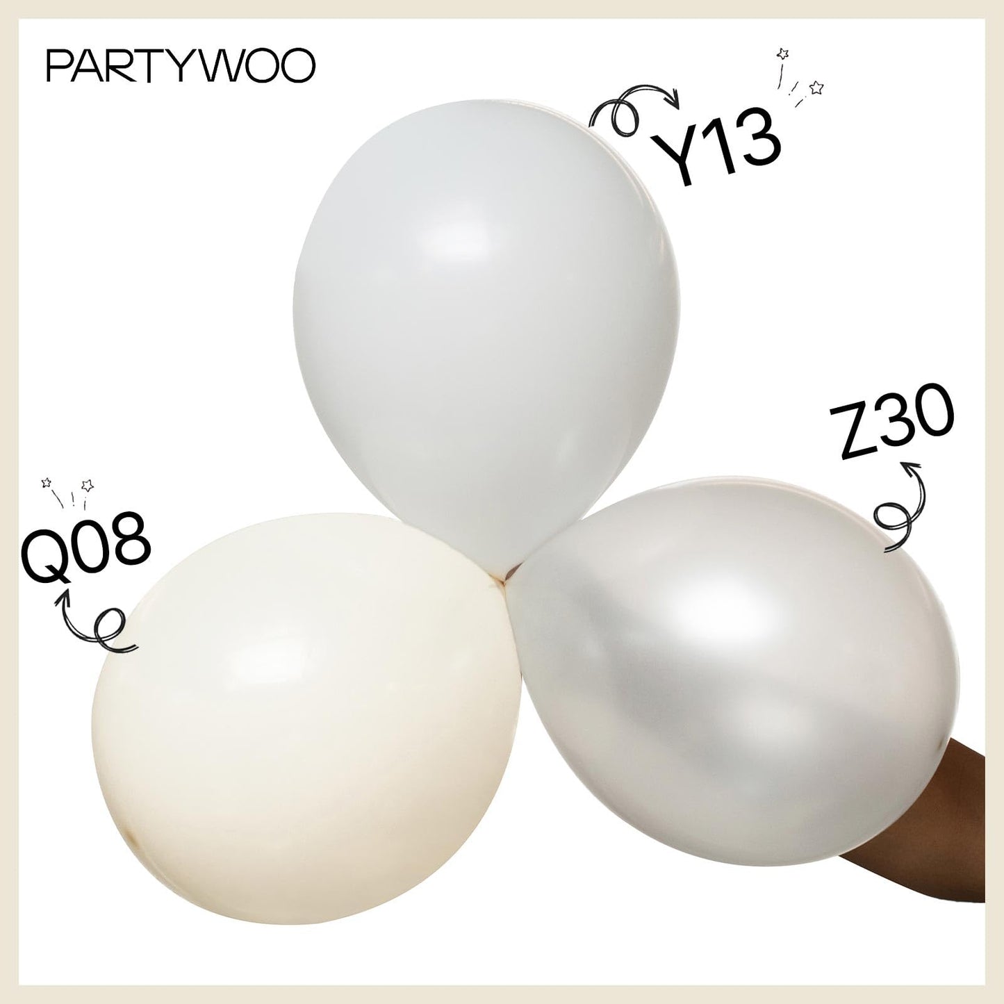 PartyWoo Beige Balloons 120pcs Different Sizes of 18 12 10 5 Inch Cream Ivory Balloon Arch Kit Garland for Wedding Bridal Graduation Baby Shower Easter Birthday Tea Boho Party Decorations White-Q08