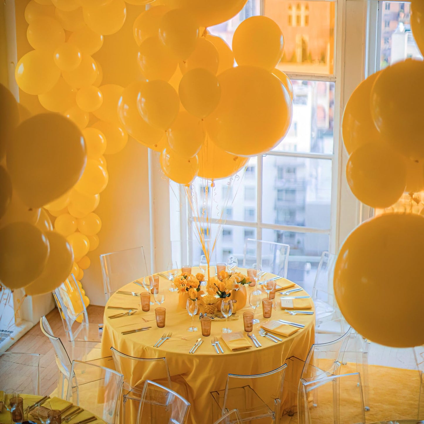 PartyWoo Mustard Yellow Balloons 100pcs Different Sizes of 18 12 10 5 Inch Yellow Fall Balloon Arch Kit for Birthday Engagement Baby Shower Bee Sunflower Little Cutie Party Decorations Yellow-Y10