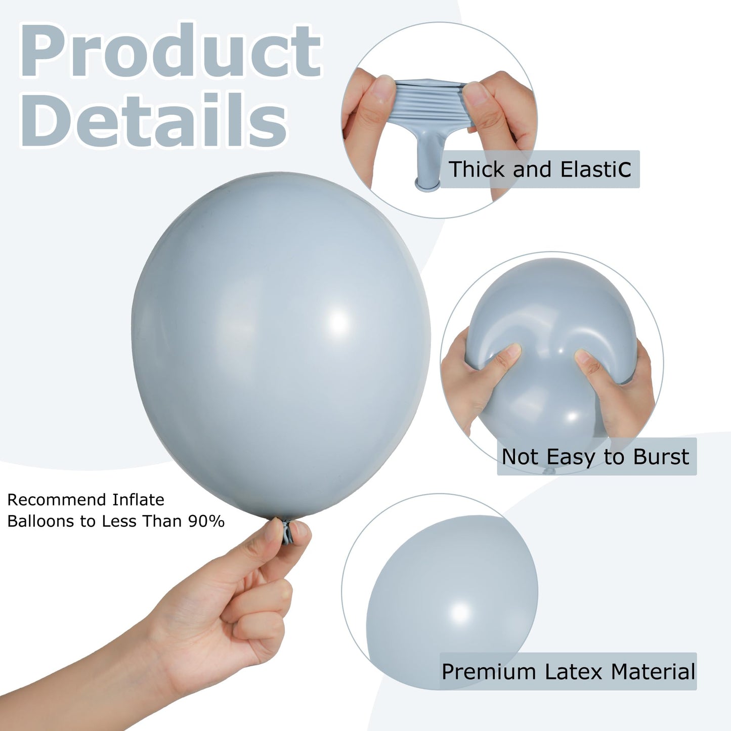 Ouddy Party 129Pcs Dusty Blue Balloons Different Sizes 18 12 10 5 Inch, 6Pcs 18” Matte Boho Slate Blue Balloon Arch Garland Kit, Latex Balloon for Birthday Bridal Shower Wedding Party Decorations