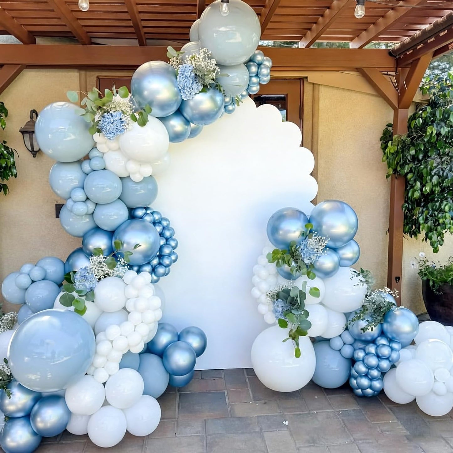 Myafqsj Dusty Blue Balloon Arch Kit,129Pcs Dusty Blue and White Party Balloons for Boys Baby Shower Gender Reveal Birthday Wedding Bridal Shower Decorations