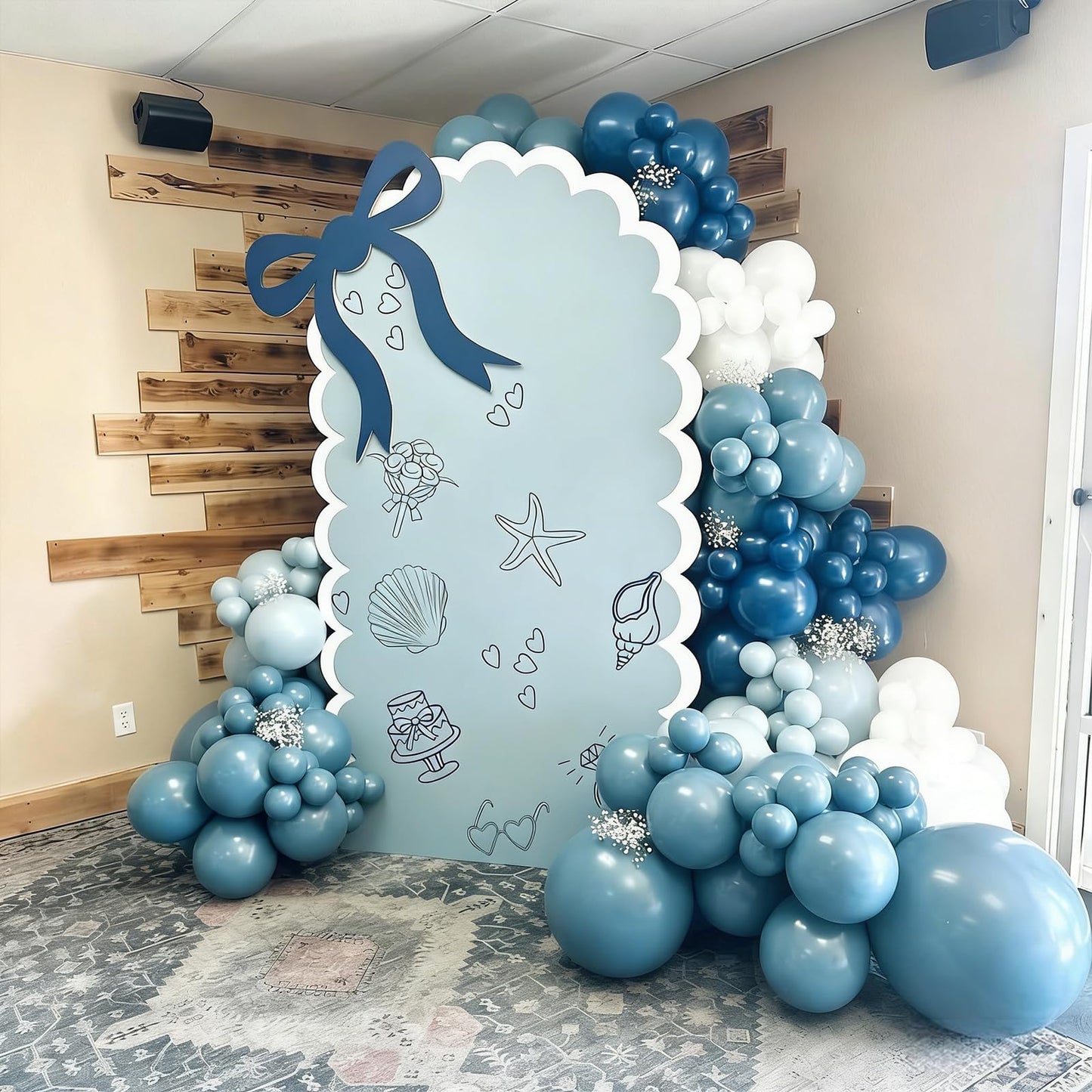 Myafqsj Dusty Blue Balloon Arch Kit,129Pcs Dusty Blue and White Party Balloons for Boys Baby Shower Gender Reveal Birthday Wedding Bridal Shower Decorations