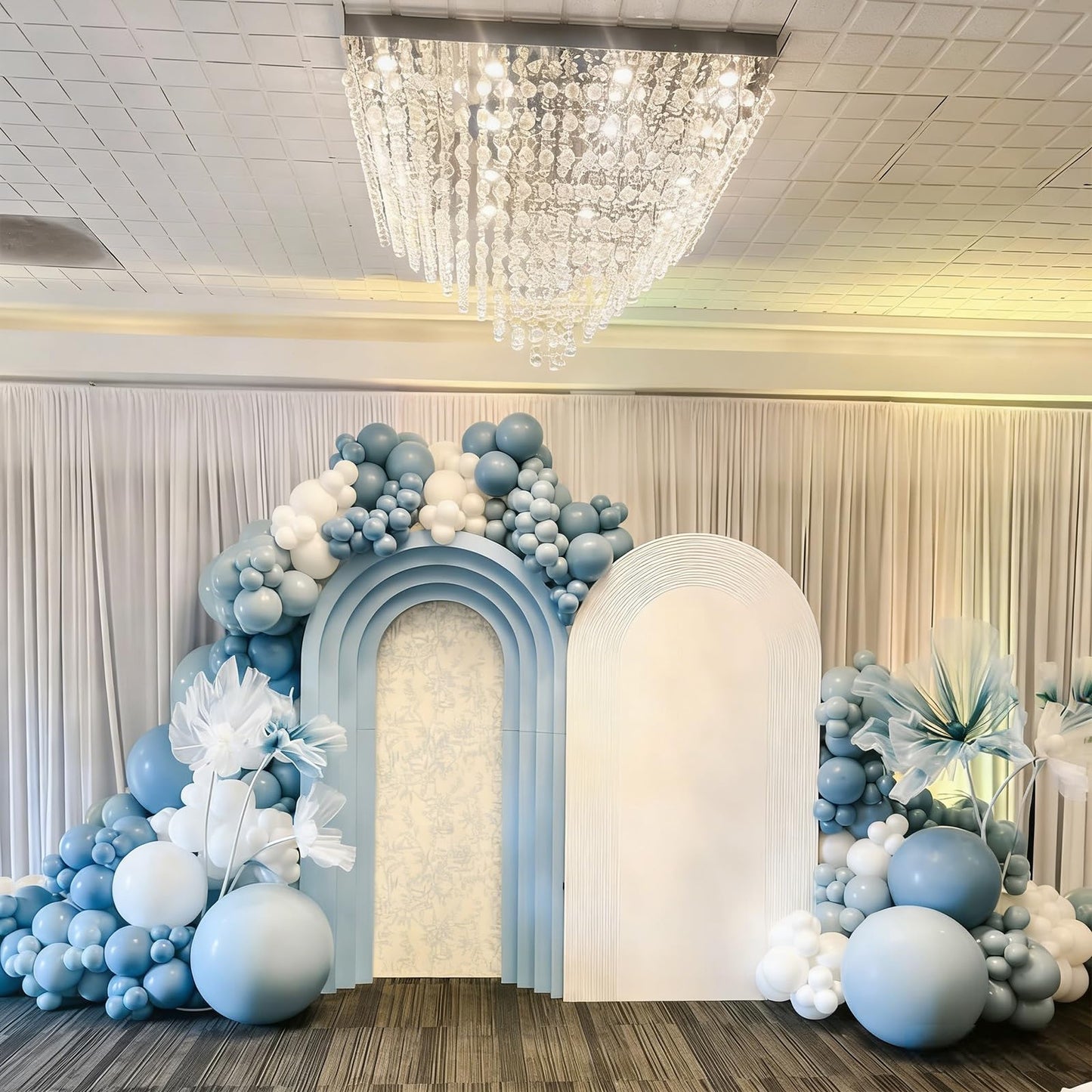 Myafqsj Dusty Blue Balloon Arch Kit,129Pcs Dusty Blue and White Party Balloons for Boys Baby Shower Gender Reveal Birthday Wedding Bridal Shower Decorations