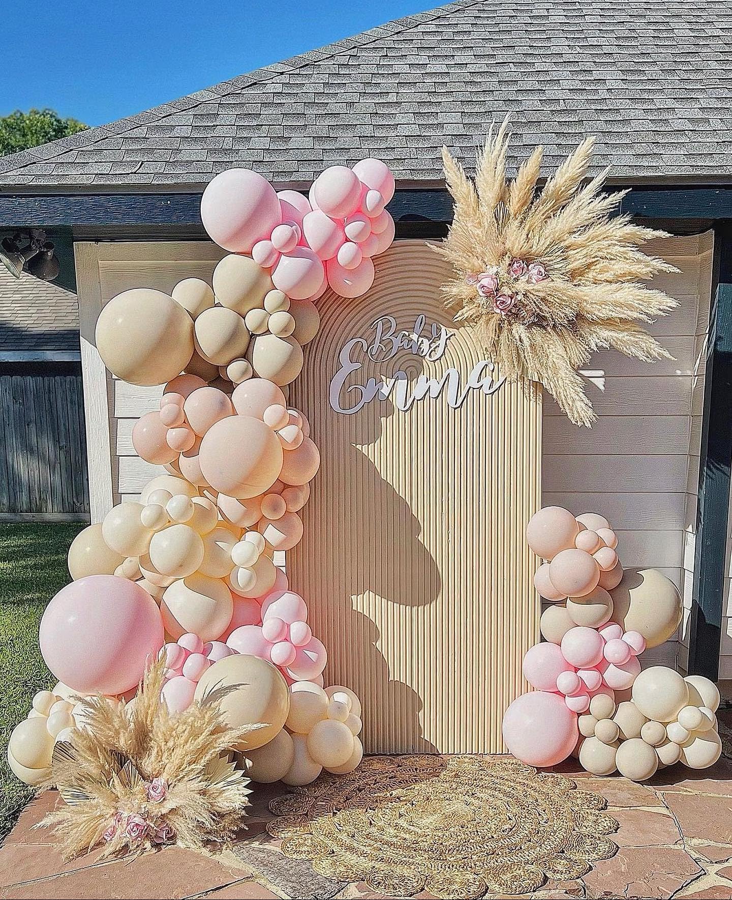 JZCZOEB Nude Beige Double Stuffed Balloons Different Size 115Pcs 5/10/12/18" Tan Apricot Nude Balloon Arch Garland kit for Boho Birthday Baby Shower Bridal Shower Gender Reveal Bear Neutral Party